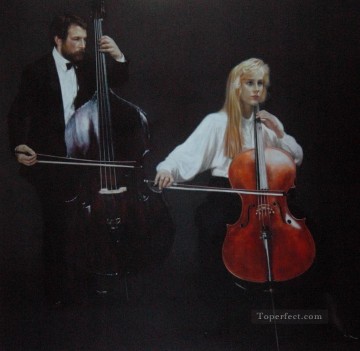 Chino Painting - Viola y violonchelista chino Chen Yifei